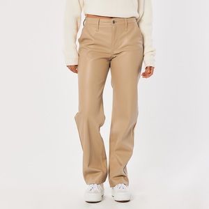 High-Rise Faux Leather Straight Leg Pants